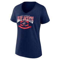 Columbus Blue Jackets Women's Slapshot V-Neck T-Shirt - Navy | NHL Clearance