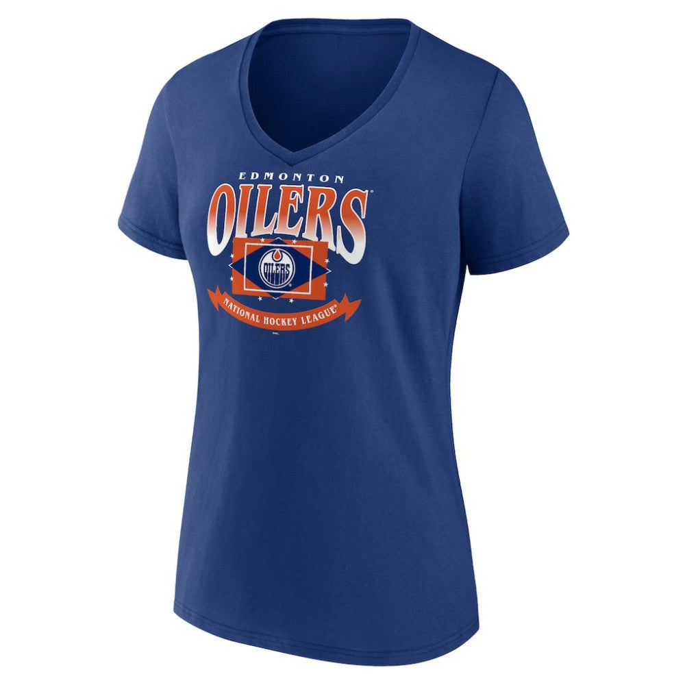 Edmonton Oilers Women's Slapshot V-Neck T-Shirt - Navy | NHL Clearance