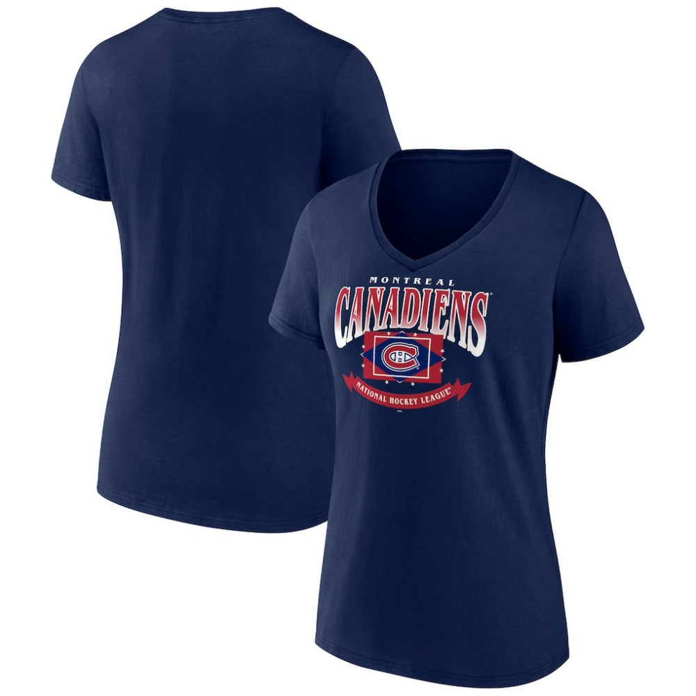 Montreal Canadiens Women's Slapshot V-Neck T-Shirt - Navy | NHL on sale