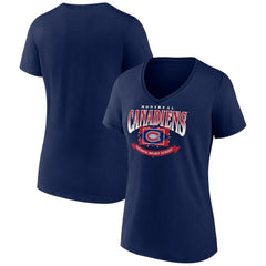 Montreal Canadiens Women's Slapshot V-Neck T-Shirt - Navy | NHL on sale