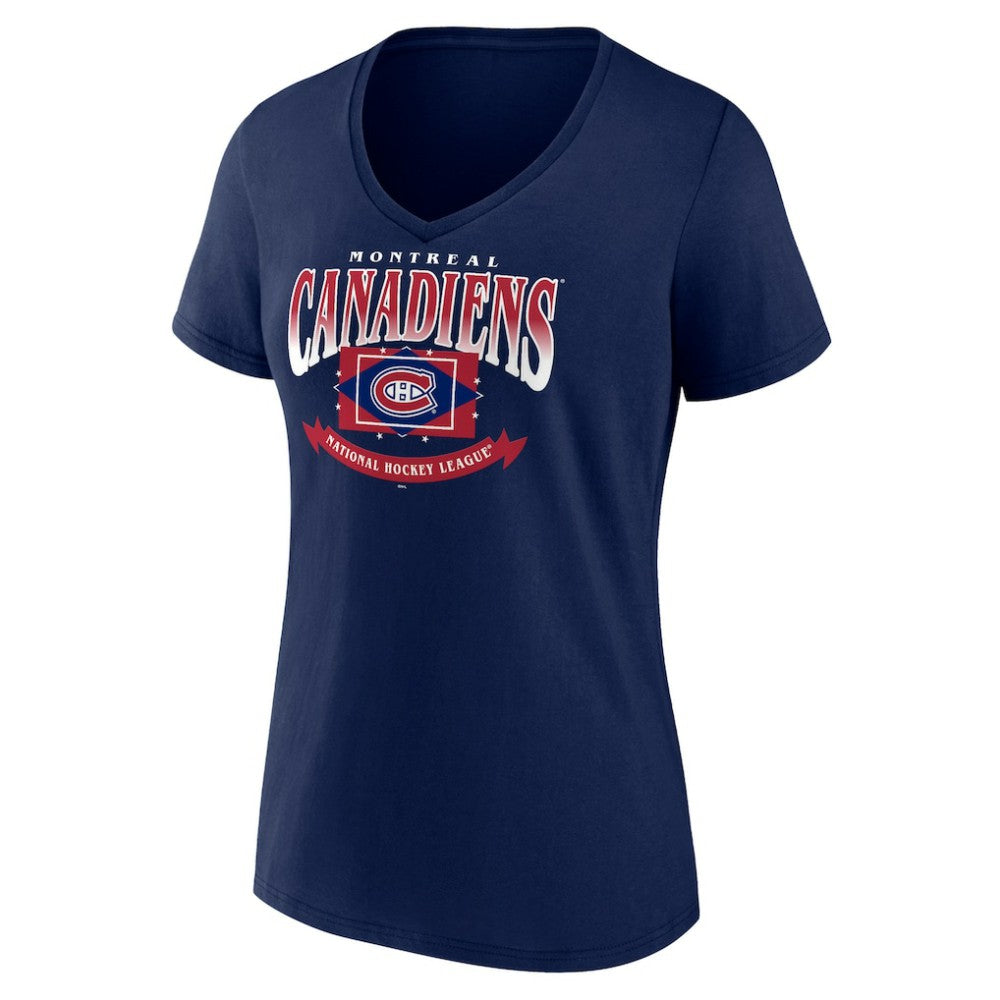 Montreal Canadiens Women's Slapshot V-Neck T-Shirt - Navy | NHL on sale