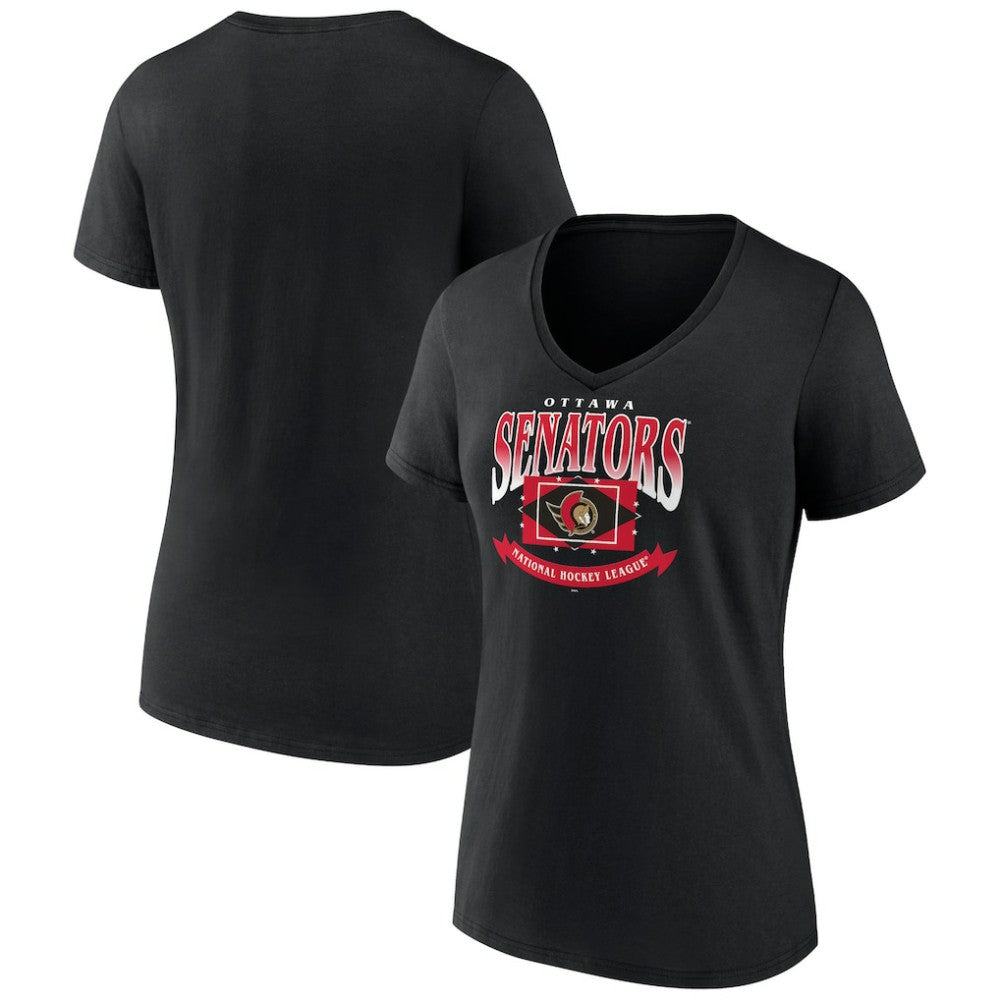 Ottawa Senators Women's Slapshot V-Neck T-Shirt - Black | NHL online