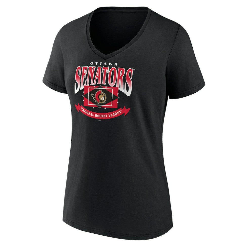 Ottawa Senators Women's Slapshot V-Neck T-Shirt - Black | NHL online