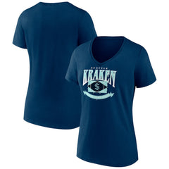 Seattle Kraken Women's Slapshot V-Neck T-Shirt - Deep Sea Blue | NHL on sale
