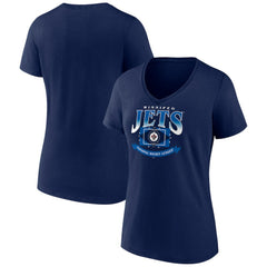 Winnipeg Jets Women's Slapshot V-Neck T-Shirt - Navy | NHL Lifestyle