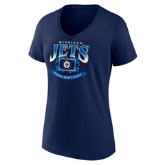Winnipeg Jets Women's Slapshot V-Neck T-Shirt - Navy | NHL Lifestyle