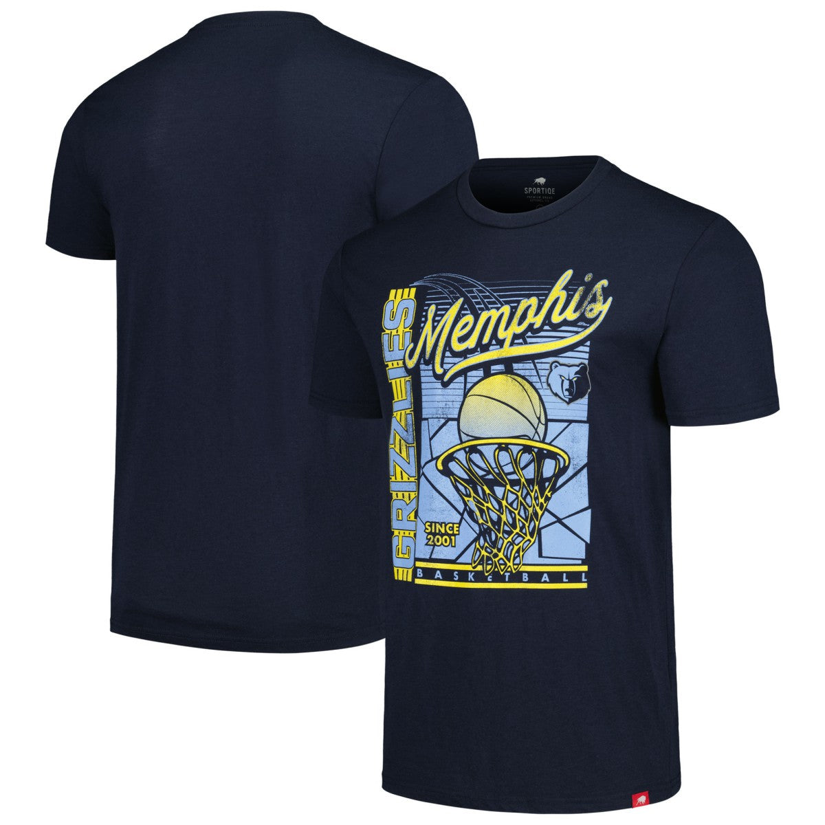 Memphis Grizzlies Sportiqe Unisex Swish Super-Soft Comfy Tri-Blend T-Shirt Navy