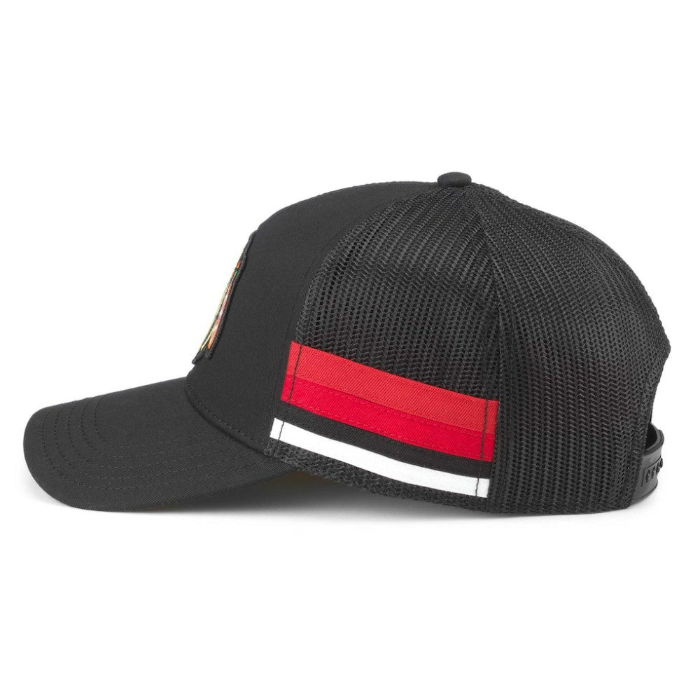Chicago Blackhawks American Needle HotFoot Stripes Trucker Adjustable Hat - Black | NHL Clearance