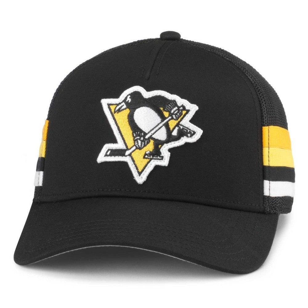 Pittsburgh Penguins American Needle HotFoot Stripes Trucker Adjustable Hat - Black | NHL on sale