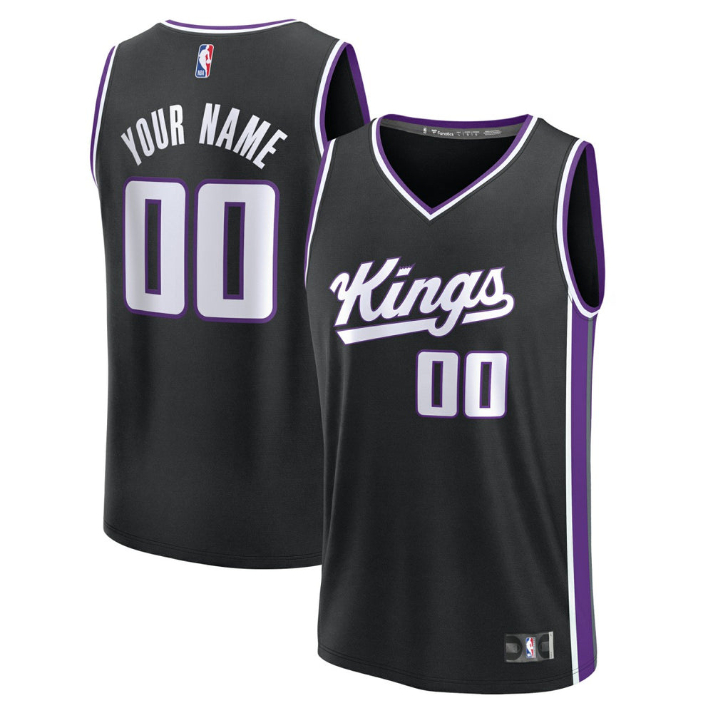 Fanatics Sacramento Kings Youth Fast Break Custom Replica Jersey Black Icon Edition