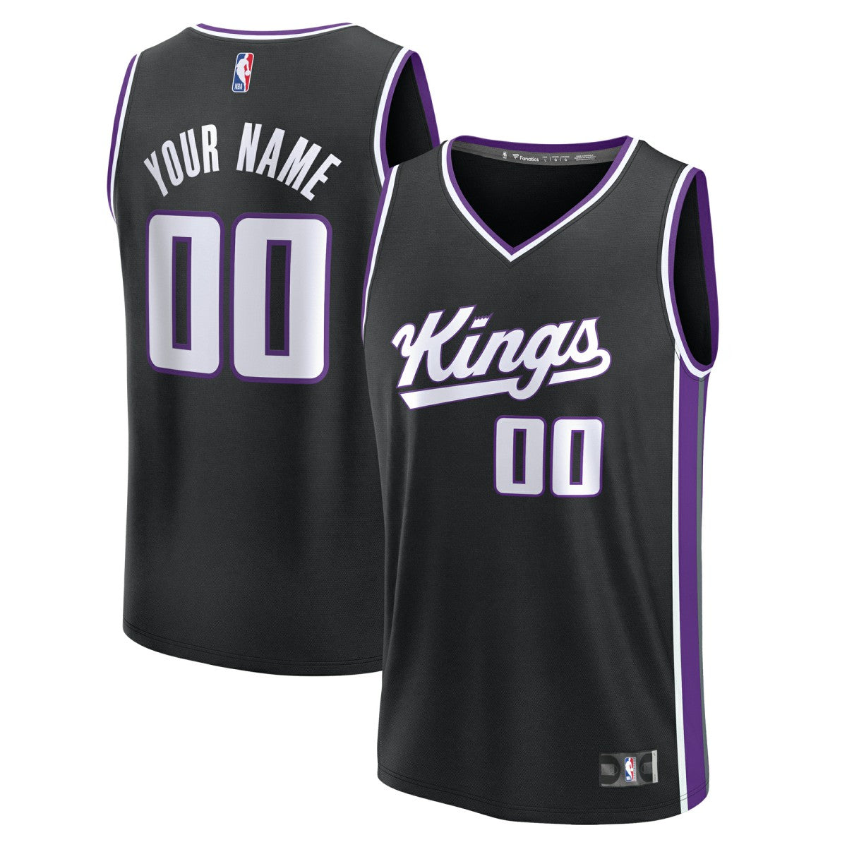 Fanatics Sacramento Kings Youth Fast Break Custom Replica Jersey Black Icon Edition
