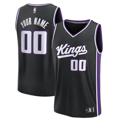 Fanatics Sacramento Kings Youth Fast Break Custom Replica Jersey Black Icon Edition