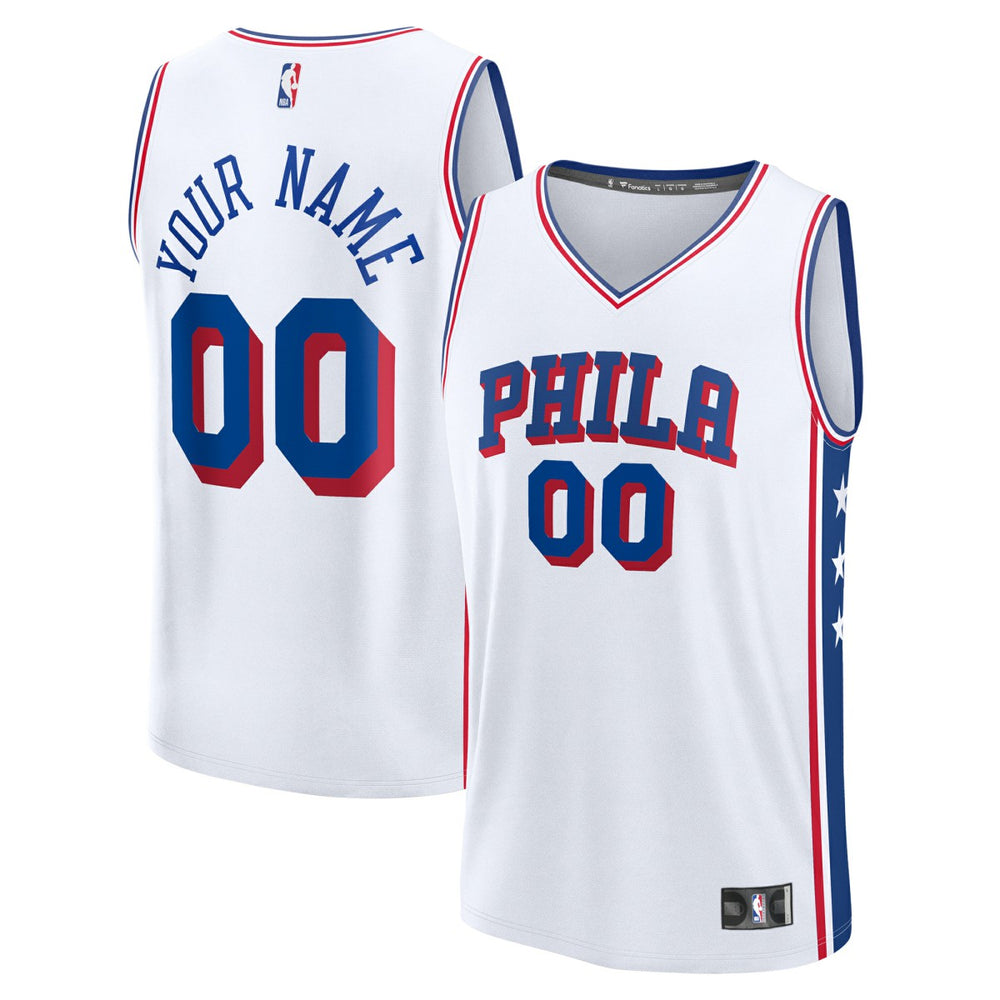Fanatics Philadelphia 76ers Youth Fast Break Custom Replica Jersey White Association Edition