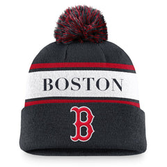 Boston Red Sox Nike Team Stripe Peak Cuffed Knit Hat with Pom Near Me