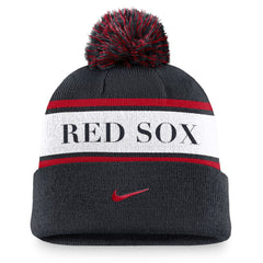 Boston Red Sox Nike Team Stripe Peak Cuffed Knit Hat with Pom Near Me