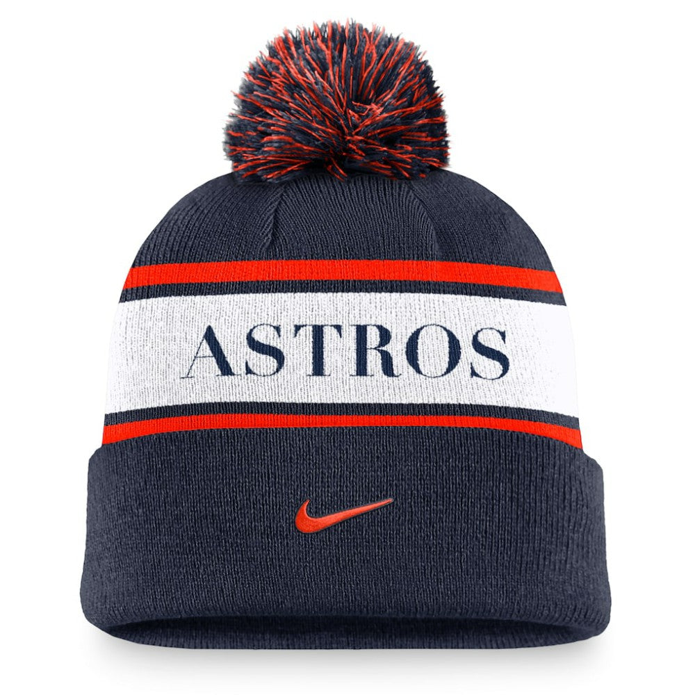 Houston Astros Nike Team Stripe Peak Cuffed Knit Hat with Pom Sale