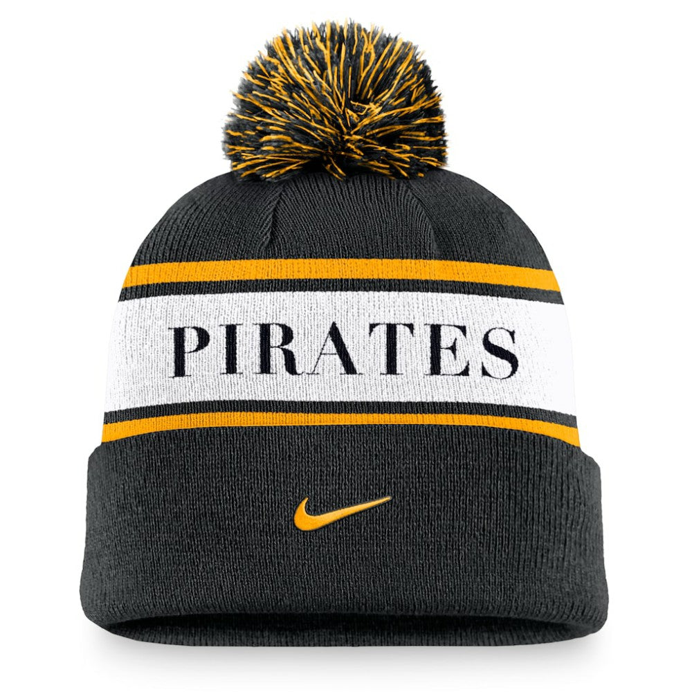 Pittsburgh Pirates Nike Team Stripe Peak Cuffed Knit Hat with Pom Discount