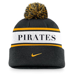 Pittsburgh Pirates Nike Team Stripe Peak Cuffed Knit Hat with Pom Discount
