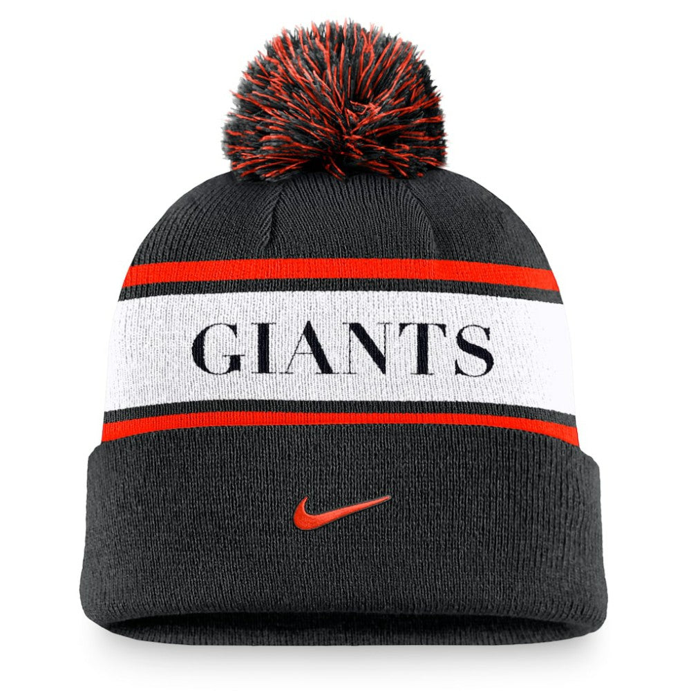 San Francisco Giants Nike Team Stripe Peak Cuffed Knit Hat with Pom Near Me