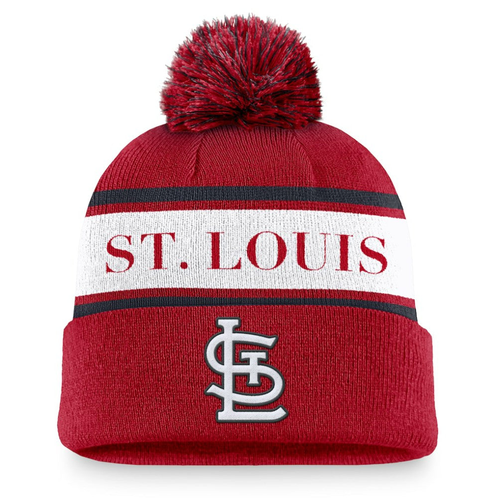 St. Louis Cardinals Nike Team Stripe Peak Cuffed Knit Hat with Pom Discount