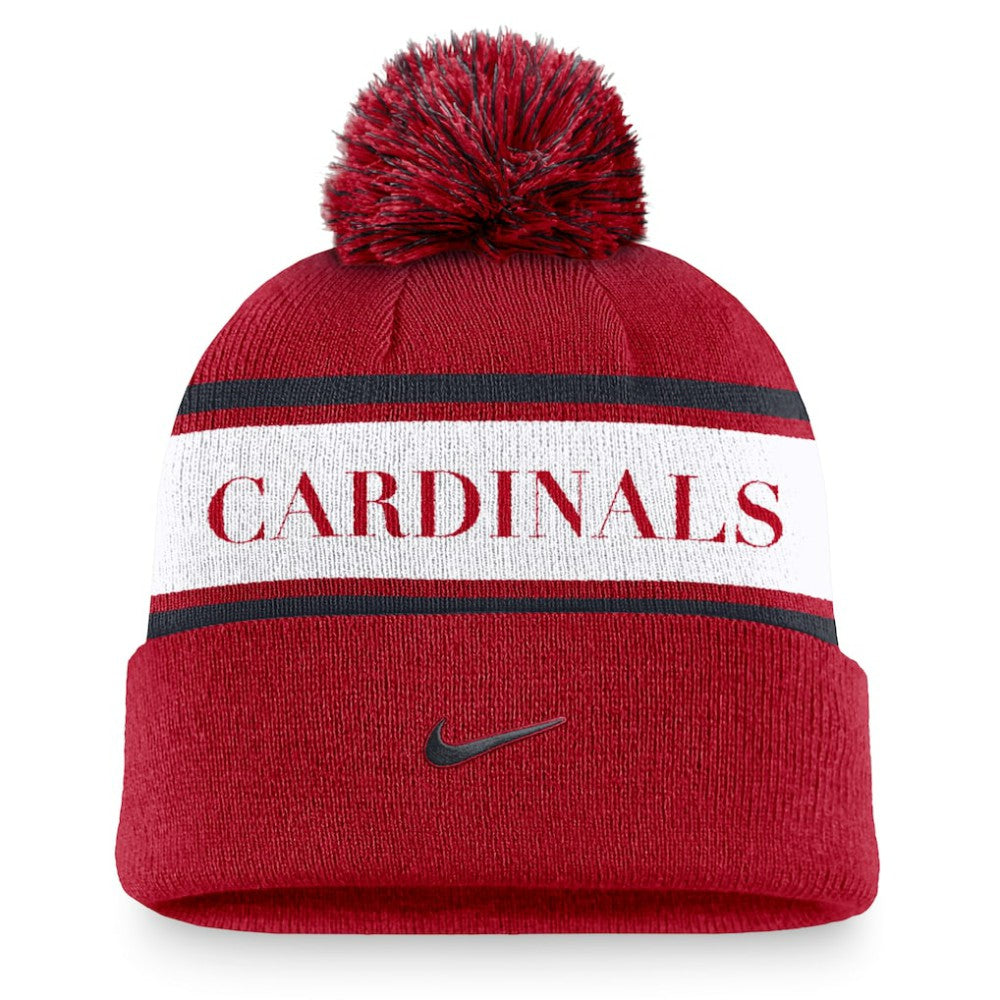 St. Louis Cardinals Nike Team Stripe Peak Cuffed Knit Hat with Pom Discount