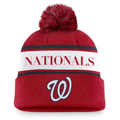 Washington Nationals Nike Team Stripe Peak Cuffed Knit Hat with Pom Outlet