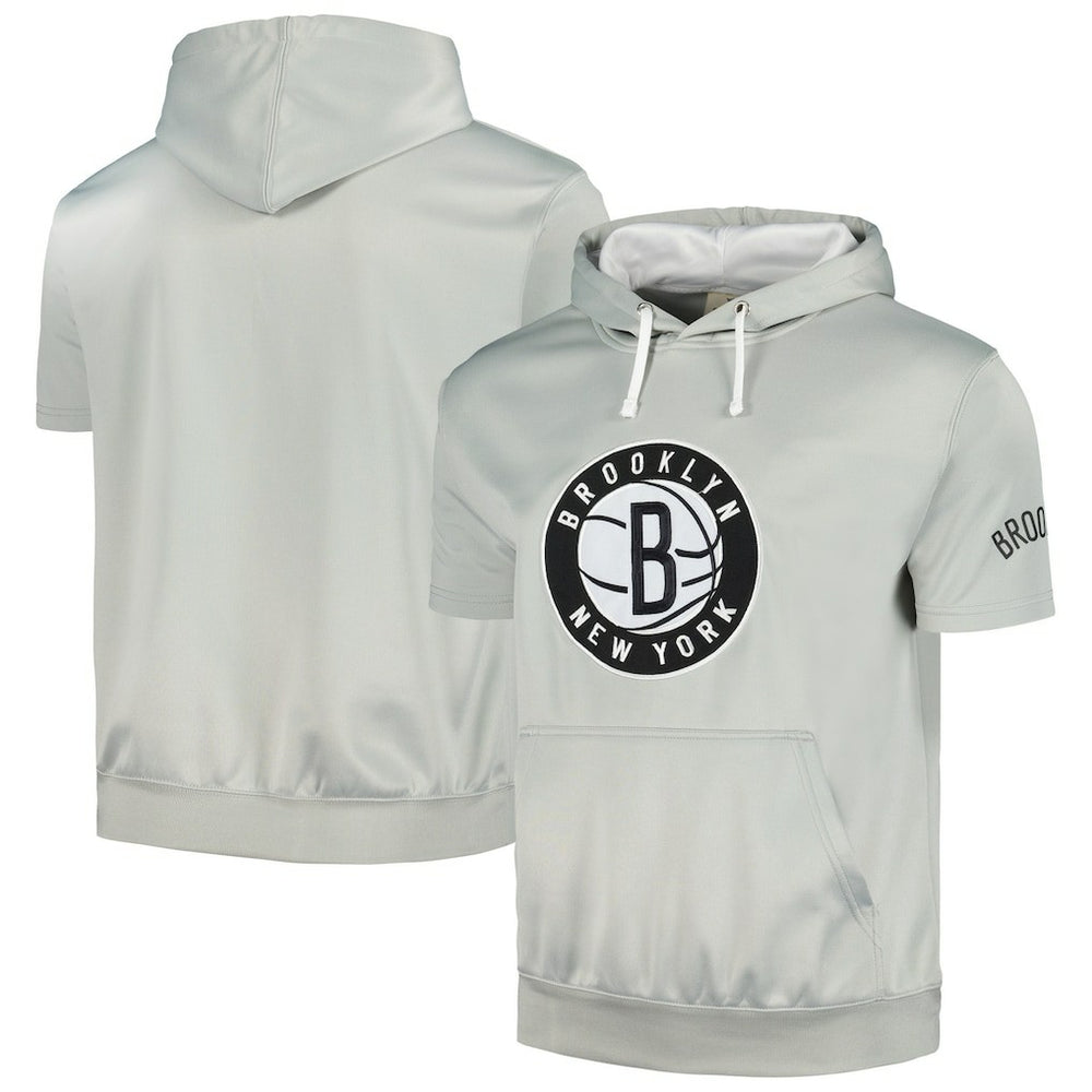 Fanatics Brooklyn Nets Short Sleeve Pullover Hoodie Silver/White