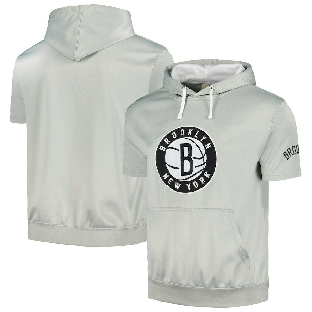 Fanatics Brooklyn Nets Short Sleeve Pullover Hoodie Silver/White