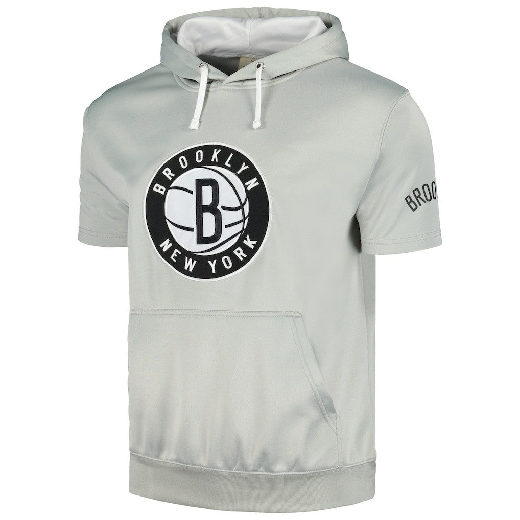 Fanatics Brooklyn Nets Short Sleeve Pullover Hoodie Silver/White