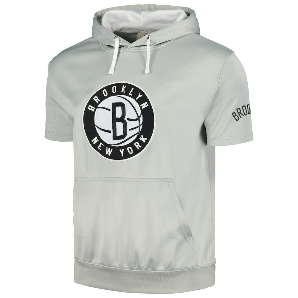 Fanatics Brooklyn Nets Short Sleeve Pullover Hoodie Silver/White
