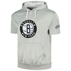 Fanatics Brooklyn Nets Short Sleeve Pullover Hoodie Silver/White