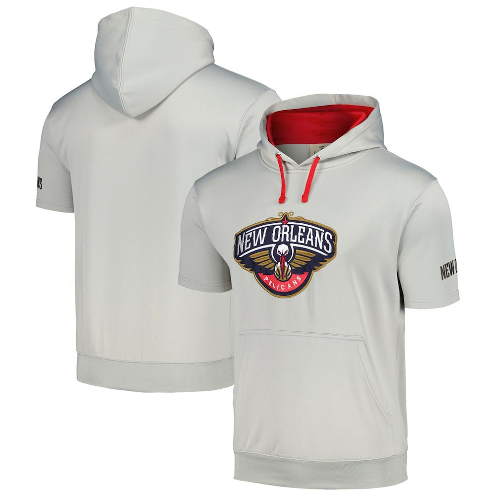 Fanatics New Orleans Pelicans Short Sleeve Pullover Hoodie Silver/Red