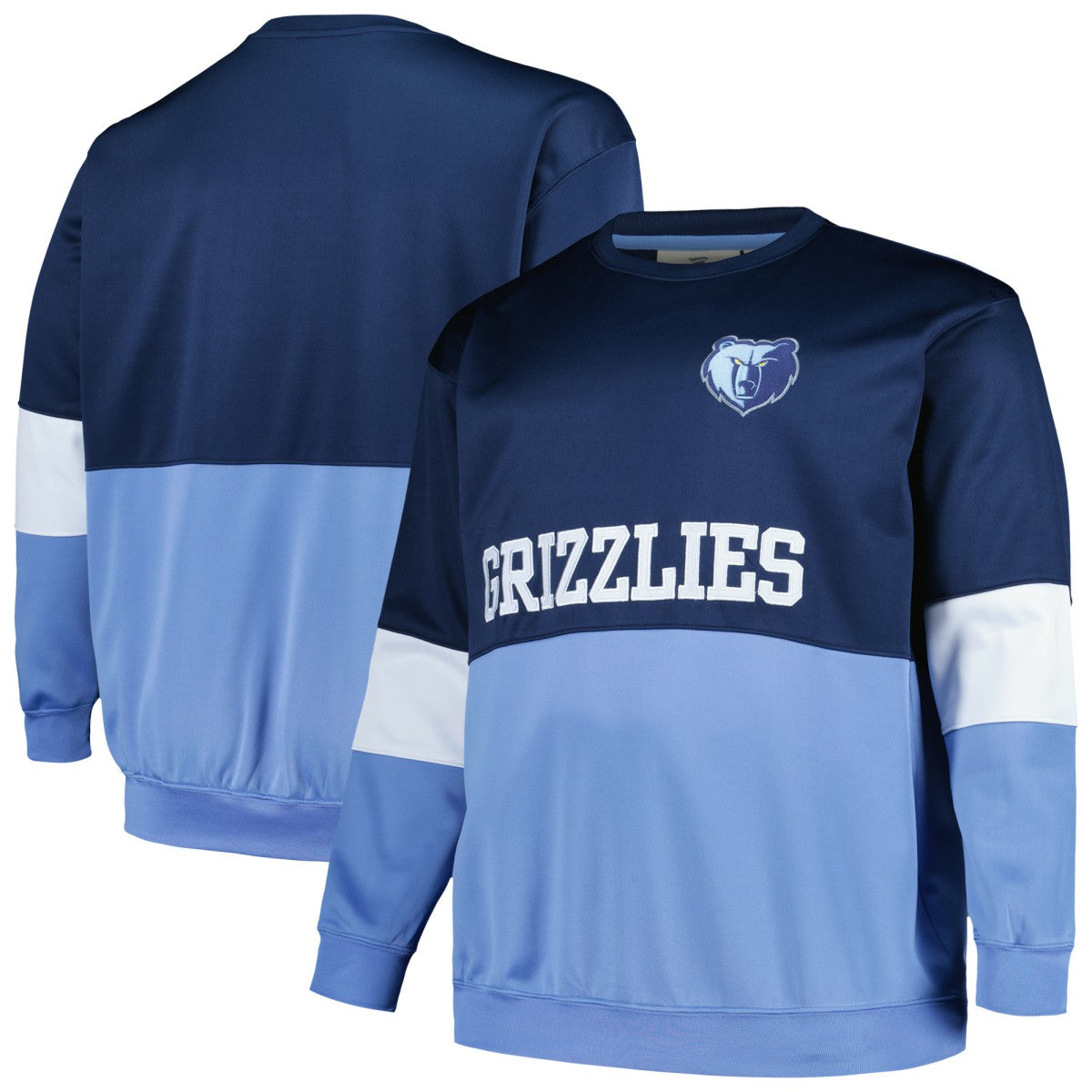 Fanatics Memphis Grizzlies Big & Tall Split Pullover Sweatshirt Navy/Light Blue