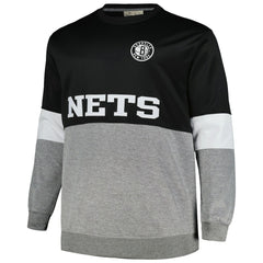 Fanatics Brooklyn Nets Big & Tall Split Pullover Sweatshirt Black/Heather Gray