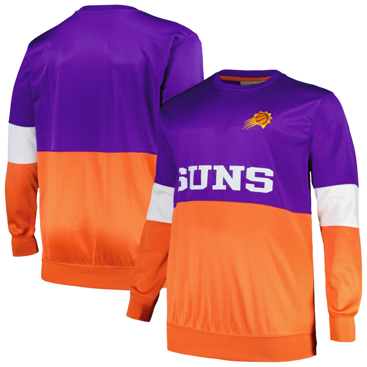 Fanatics Phoenix Suns Big & Tall Split Pullover Sweatshirt Purple/Orange