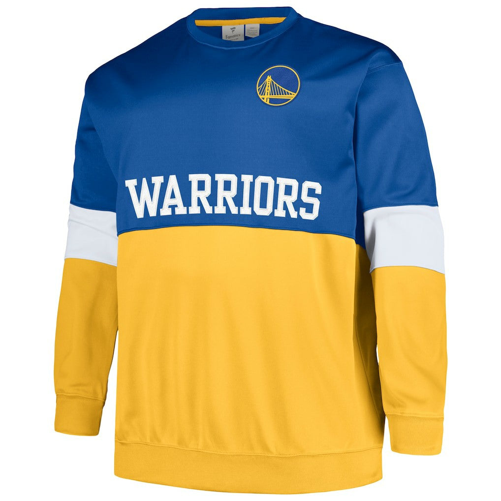Fanatics Golden State Warriors Big & Tall Split Pullover Sweatshirt Royal/Gold