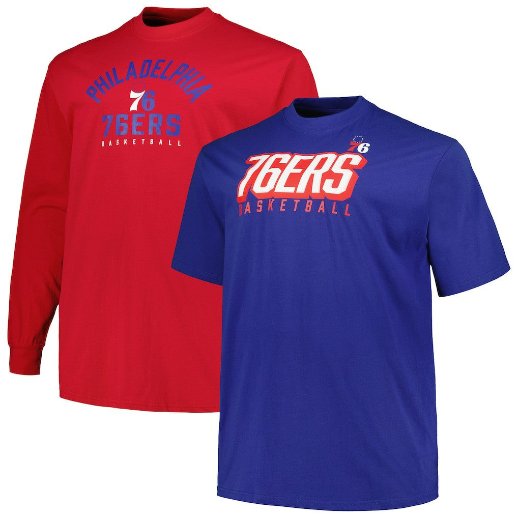 Fanatics Philadelphia 76ers Big & Tall Short Sleeve & Long Sleeve T-Shirt Set Royal/Red