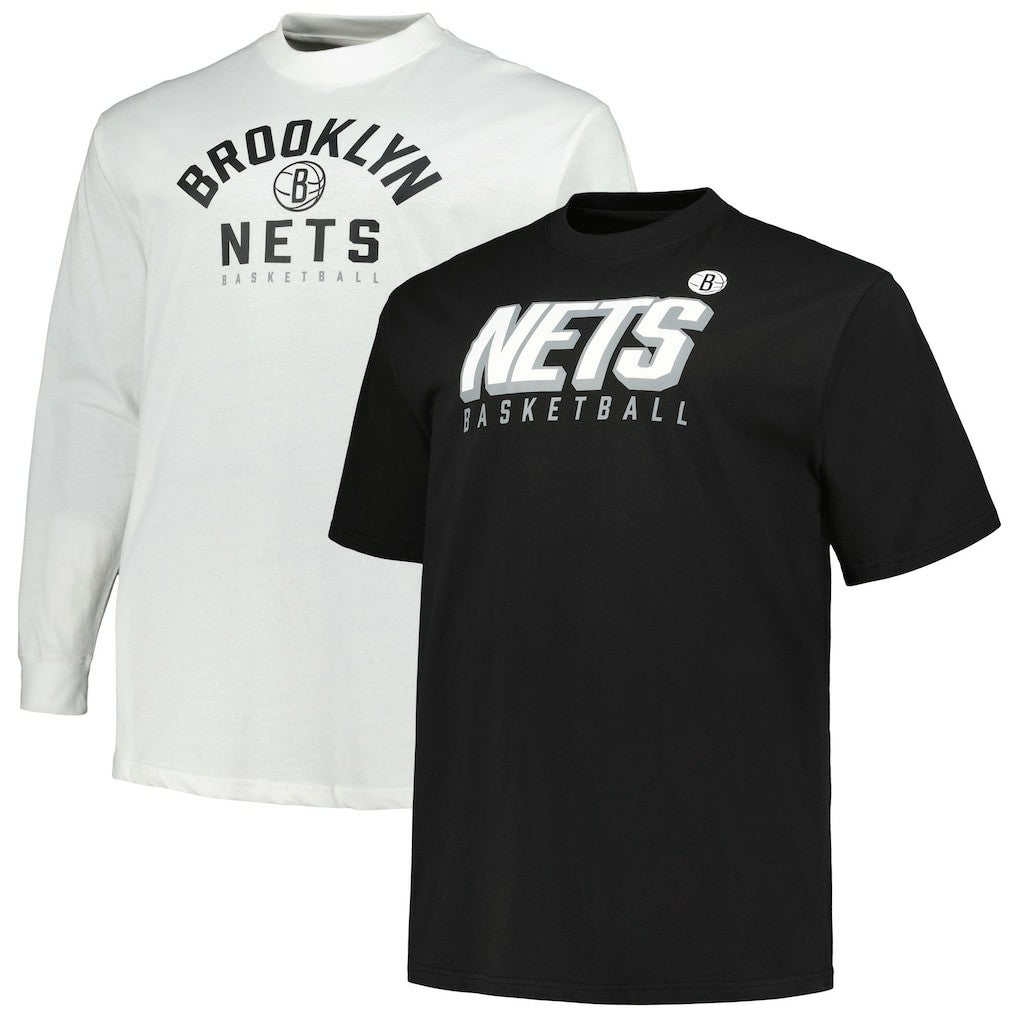 Fanatics Brooklyn Nets Big & Tall Short Sleeve & Long Sleeve T-Shirt Set Black/White