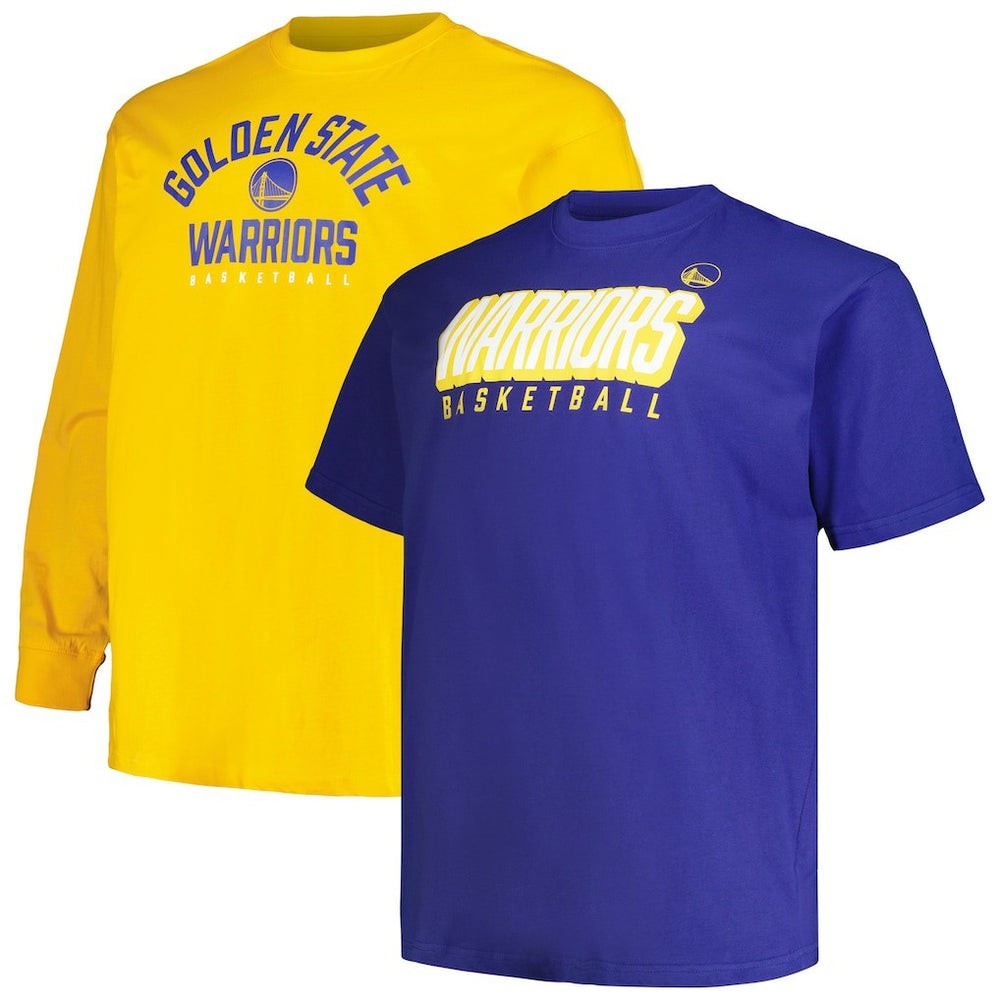 Fanatics Golden State Warriors Big & Tall Short Sleeve & Long Sleeve T-Shirt Set Royal/Gold
