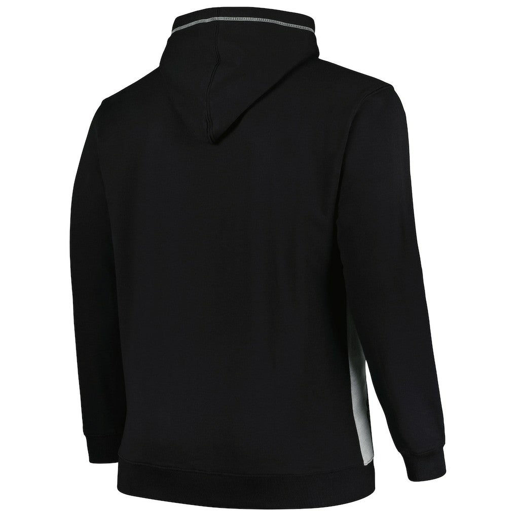 Fanatics Brooklyn Nets Big & Tall Contrast Pieced Stitched Full-Zip Hoodie Black/Heather Gray