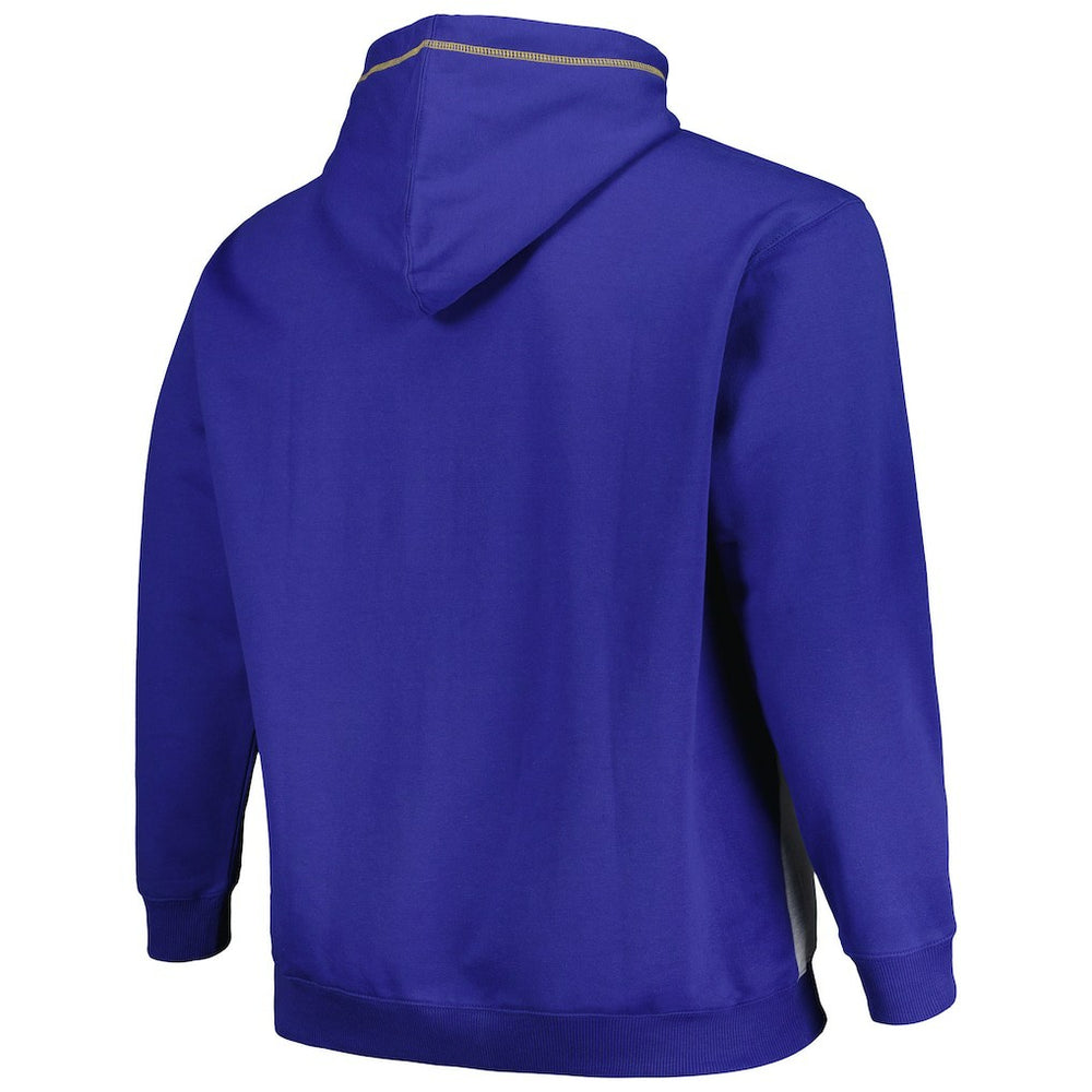 Fanatics Golden State Warriors Big & Tall Contrast Pieced Stitched Full-Zip Hoodie Royal/Heather Gray