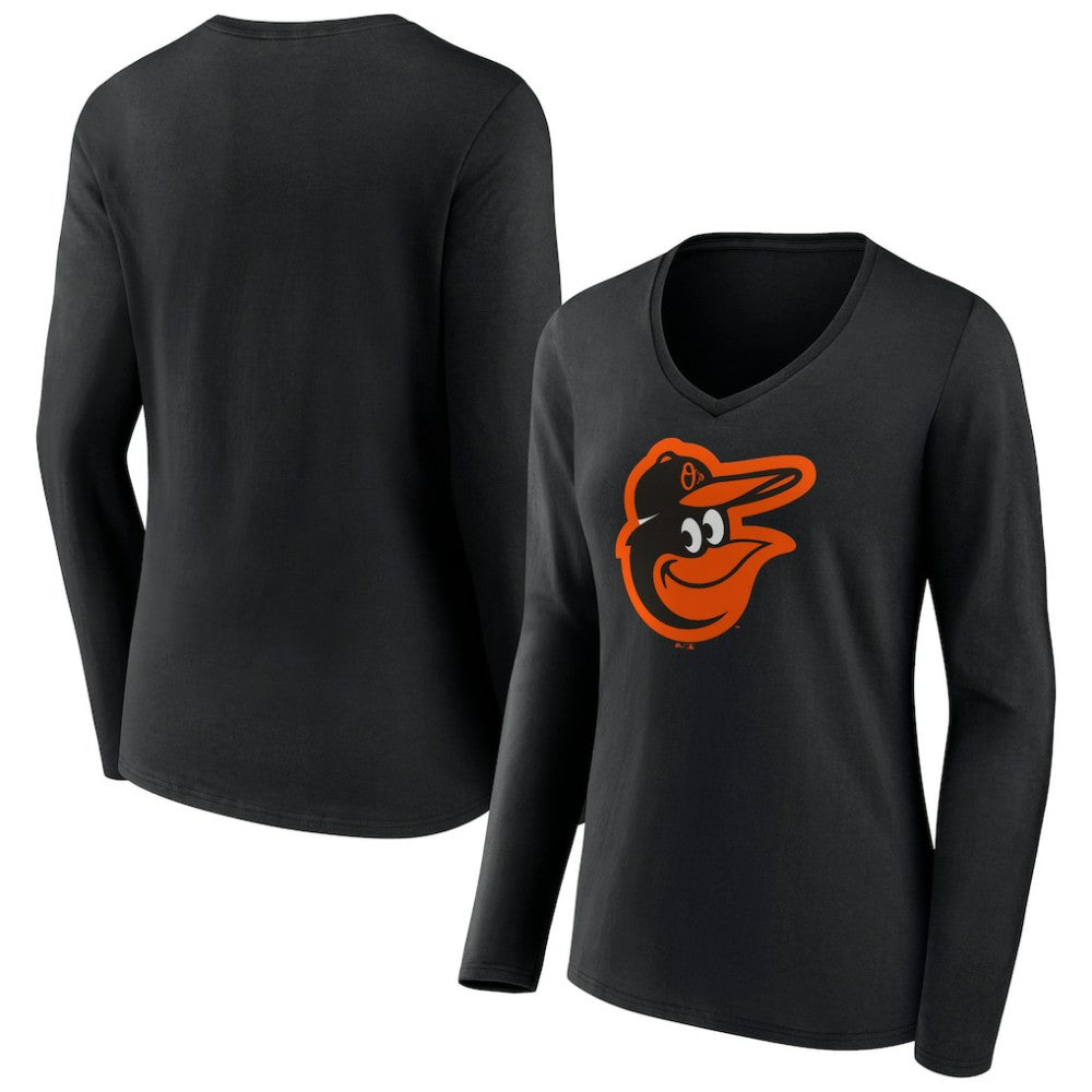 Baltimore Orioles Fanatics Women's Official Logo V-Neck Long Sleeve T-Shirt Outlet