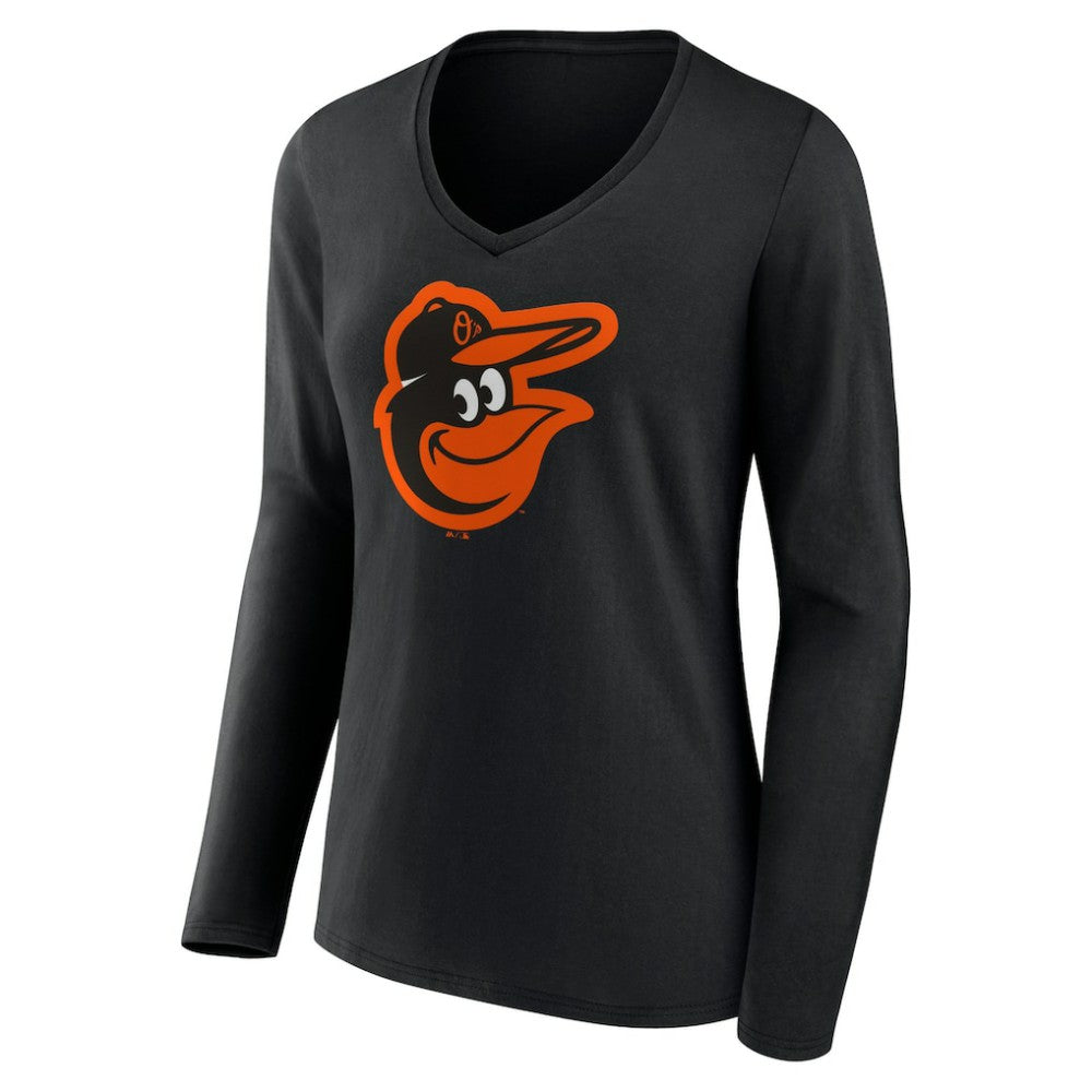 Baltimore Orioles Fanatics Women's Official Logo V-Neck Long Sleeve T-Shirt Outlet