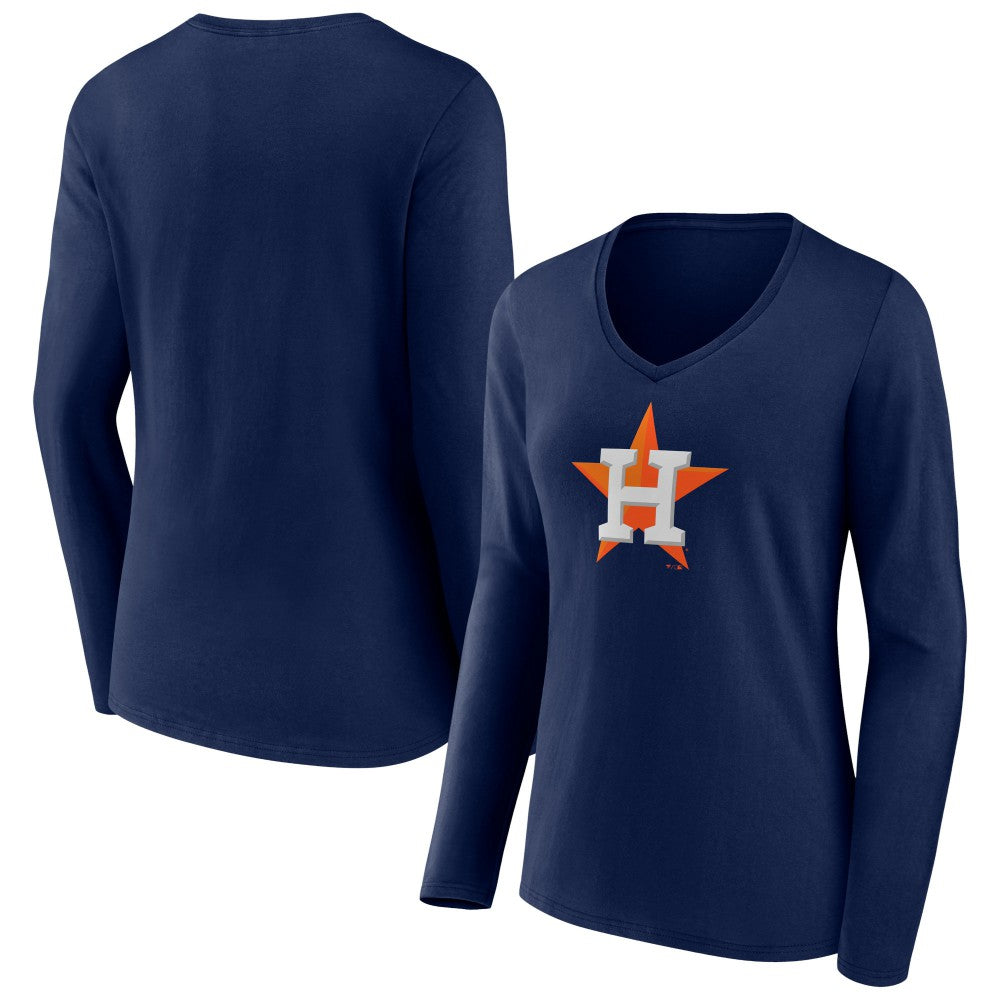 Houston Astros Fanatics Women's Official Logo V-Neck Long Sleeve T-Shirt Sale
