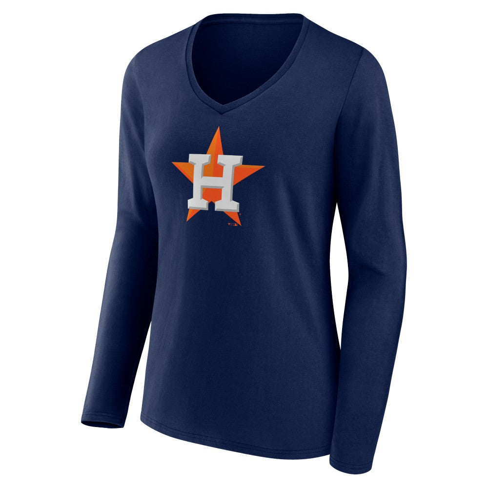 Houston Astros Fanatics Women's Official Logo V-Neck Long Sleeve T-Shirt Sale