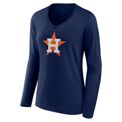 Houston Astros Fanatics Women's Official Logo V-Neck Long Sleeve T-Shirt Sale