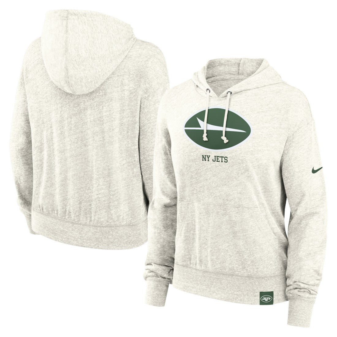 New York Jets Women's Gym Vintage Logo Pullover Hoodie - Cream - Nike