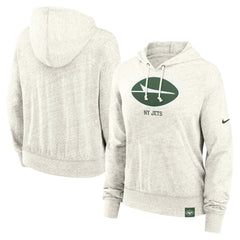 New York Jets Women's Gym Vintage Logo Pullover Hoodie - Cream - Nike