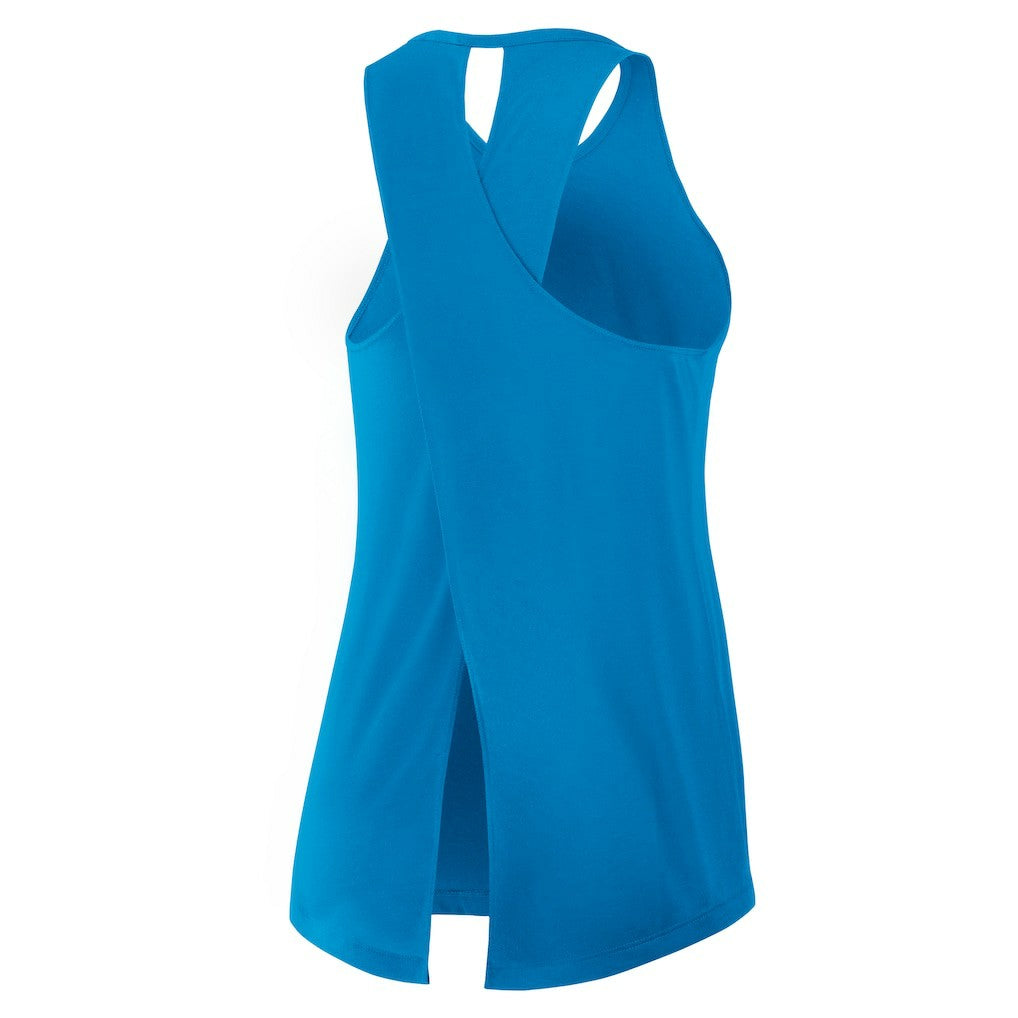 Carolina Panthers Women's Open-Back Crisscross Dri-FIT Tank Top - Blue - Nike