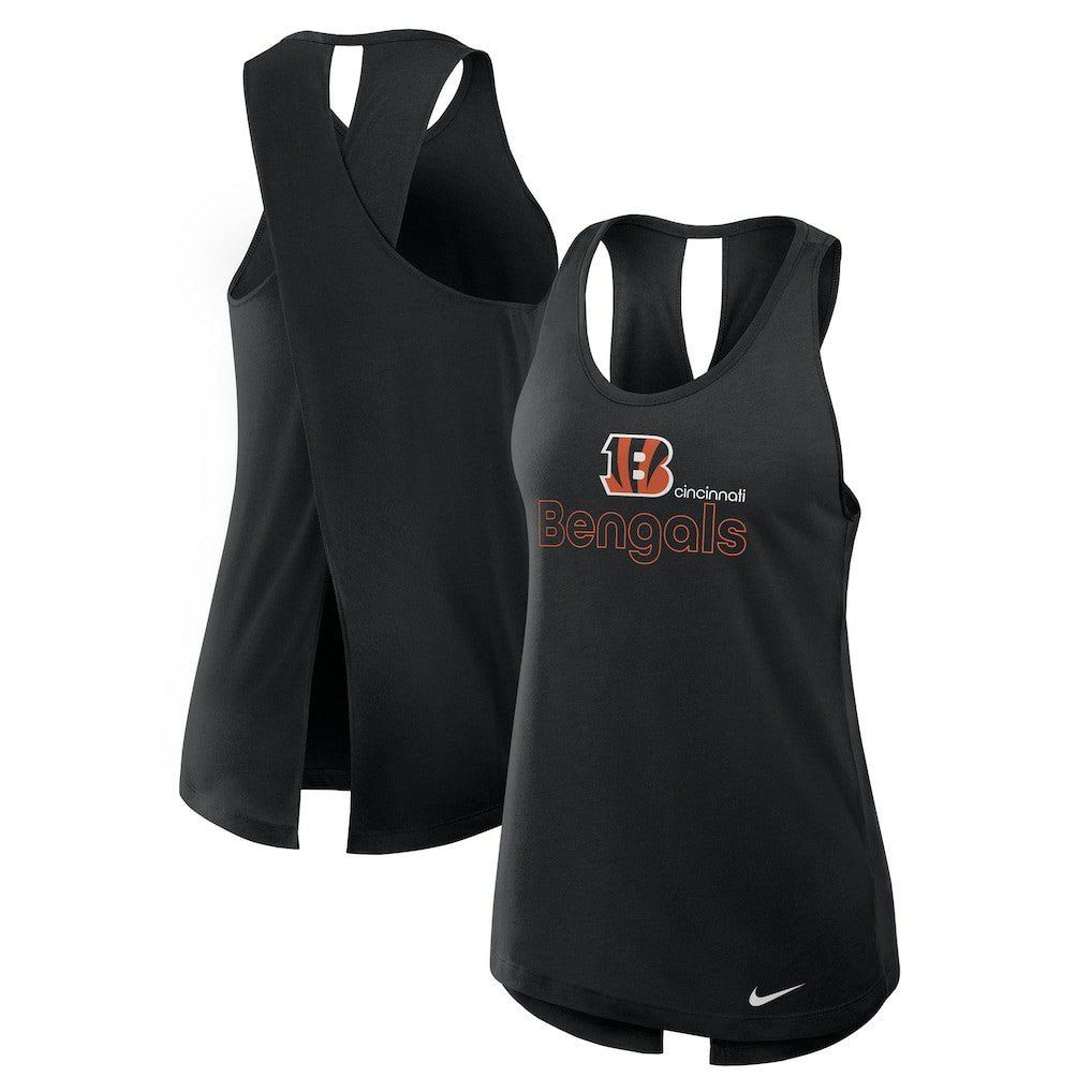 Cincinnati Bengals Women's Open-Back Crisscross Dri-FIT Tank Top - Black - Nike